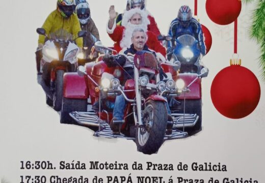 A cidade acollerá este sábado a XII Xornada Moteira Solidaria cunha ruta e a visita de Papá Noel na Praza de Galicia